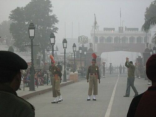Guards at the Wagah border gate